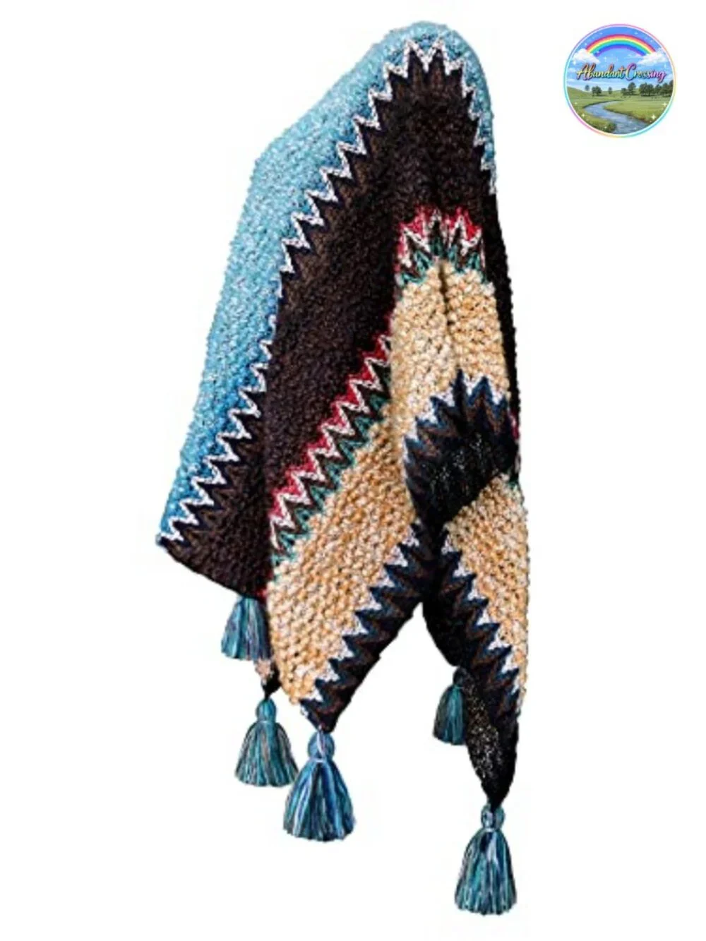 Knit Vintage Tassel Striped Poncho Shawl Wrap